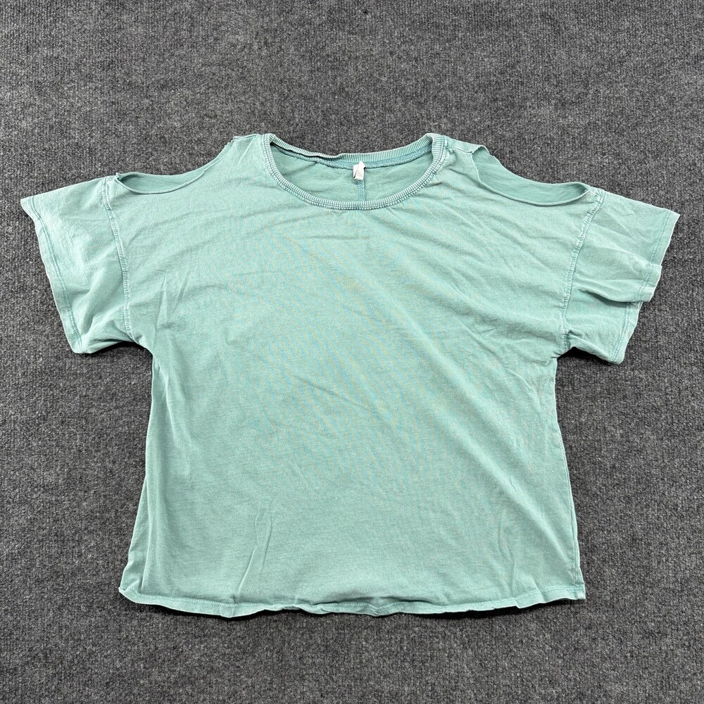 Z Supply Shirt Womens Small Green Cold Shoulder Short Sleeve Relaxed Tee
